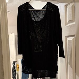 Elegant Black Studded Women's Top